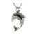 Asche Anhänger kleiner Delphin mit Zirkonia-Steinen aus Edelstahl silberfarben sowie schwarz abgesetzt AP 193 Schwarz