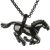 Black Line Asche Anhänger Andenken galoppierendes schwarzes Pferd poliert Gedenk Schmuck aus Edelstahl AP 457 Schwarz