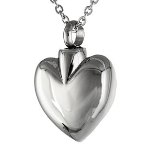 Herz in der Farbe Silber aus Edelstahl Asche...