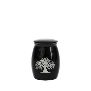 Micro Urne klein schwarzfarben aus Edelstahl Baum des...