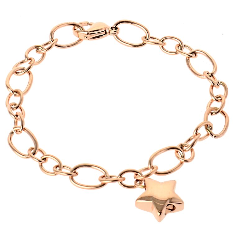 Asche Armband Ankerkette mit Stern Anhänger zum Befüllen aus Edelstahl AP 578 Rosegold
