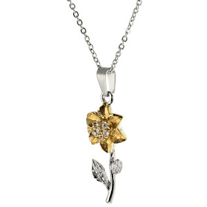 Filigraner Asche Anhänger Blume, glänzend poliert in den Farbe Silber, Gold aus Edelstahl AP 613