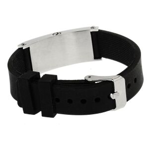 SRC® Asche Armband für Herren aus Edelstahl sowie Kautschuck, Gravur AP668