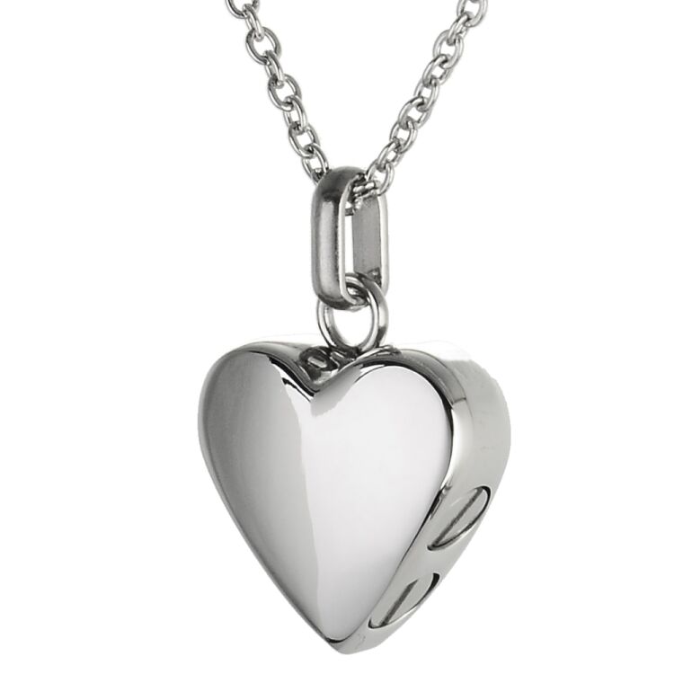 Charismatum® Asche Anhänger Herz in der Farbe Silber poliert aus Edelstahl mit zwei Kammern Gravur AP 488 C Duplex