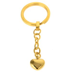 Schlüsselanhänger Herz Hochglanz poliert aus Edelstahl mit Schlüsselring in der Farbe Gold AP683 G