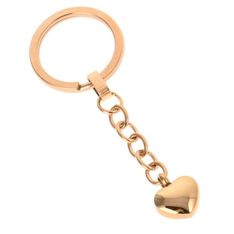 Schlüsselanhänger Herz Hochglanz poliert aus Edelstahl mit Schlüsselring in der Farbe Rosegold AP683 RG