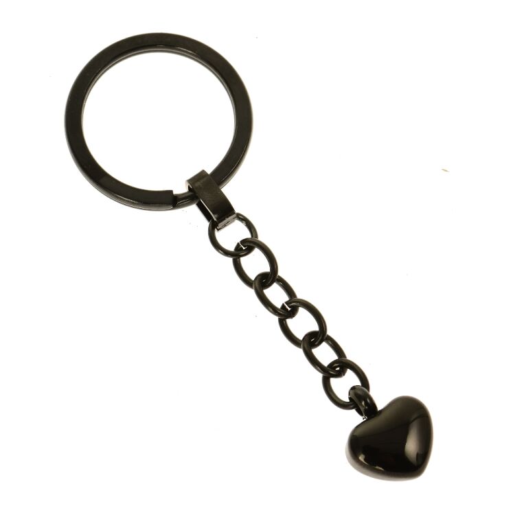 Schlüsselanhänger Herz Hochglanz poliert aus Edelstahl mit Schlüsselring in der Farbe Schwarz AP683 Schwarz