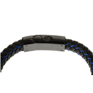 Charismatum® Asche Armband 21 cm aus Edelstahl sowie Leder, Blau abgesetzt Gravur AP693 21 cm
