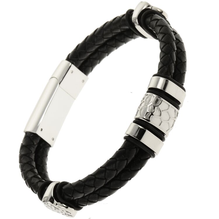 Charismatum® Asche Armband 22 cm aus Edelstahl sowie Leder  Gravur AP696 22 cm
