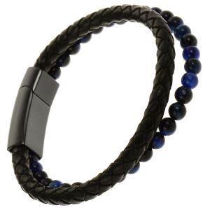 Charismatum® Asche Armband aus Edelstahl, Leder und Perlen 22 cm Gravur AP697 22 cm
