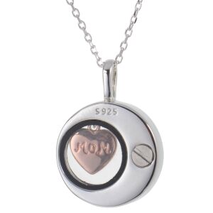 Charismatum® 925 Sterling Silber Asche Anhänger mit einem Herz mit der Inschrift Mam APS 52