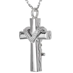 Charismatum® 925 Sterling Silber Asche Anhänger Kreuz Hochglanz poliert mit einem schwingenden zweiten Kreuz APS 57