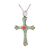 Asche Anhänger Kreuz klein grün mit roten Verzierungen aus Edelstahl Memorial AP 149