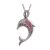Asche Anhänger kleiner Delphin mit rosa Zirkonia-Steinen Silber aus Edelstahl AP 193
