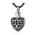 Asche Anhänger Herz in Silber Schwarz mit einem abgesetzten Muster aus Edelstahl Gravur AP 259