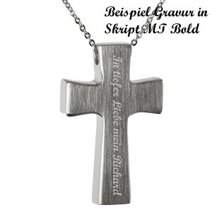 Asche Anhänger Kreuz mit Herz und Dreifaltigkeits Zeichen aus Edelstahl Gedenk Anhänger Gravur AP 316