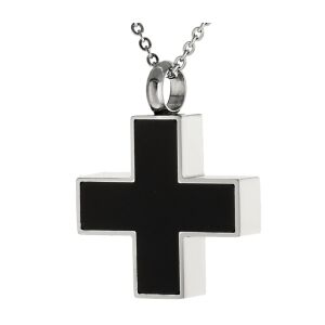Asche Anhänger Andenken Kreuz in Silber Schwarz...