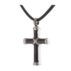 Asche Anhänger Andenken Kreuz in Schwarz Silber abgesetzt Hochglanz poliert aus Edelstahl AP 88