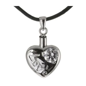 Charismatum® 925 Sterling Silber Asche Anhänger Herz "Love" mit Zirkonia Stein glänzend APS 15