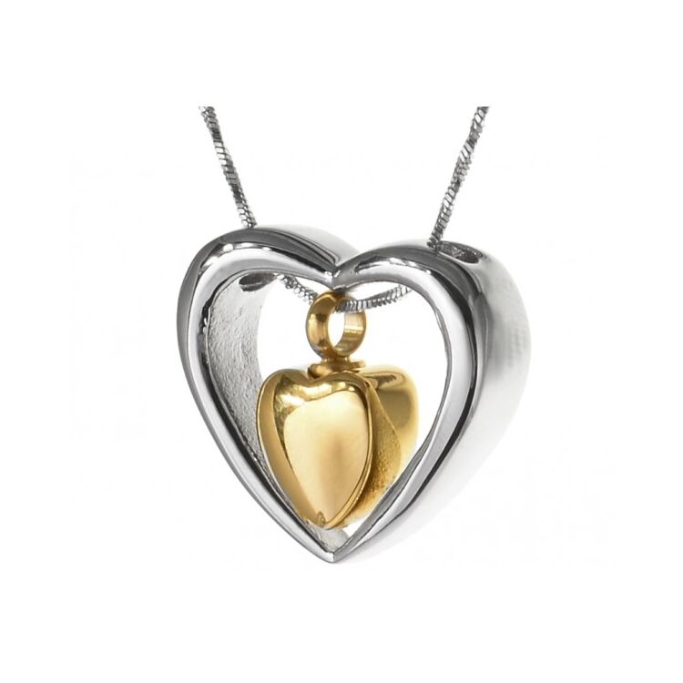 Limited Edition Herz zweiteilig Silber Gold mit einer sehr schlanken Vierkant Schlangenkette AP67LE