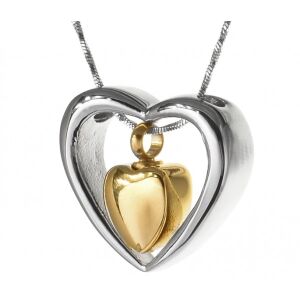 Limited Edition Herz zweiteilig Silber Gold mit einer sehr schlanken Vierkant Schlangenkette AP67LE