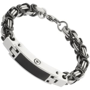 Asche Armband für Herren aus Edelstahl mit schwarzer Einlage und Königskette Farbe Silber Schwarz Wunsch Gravur AP 34 KS