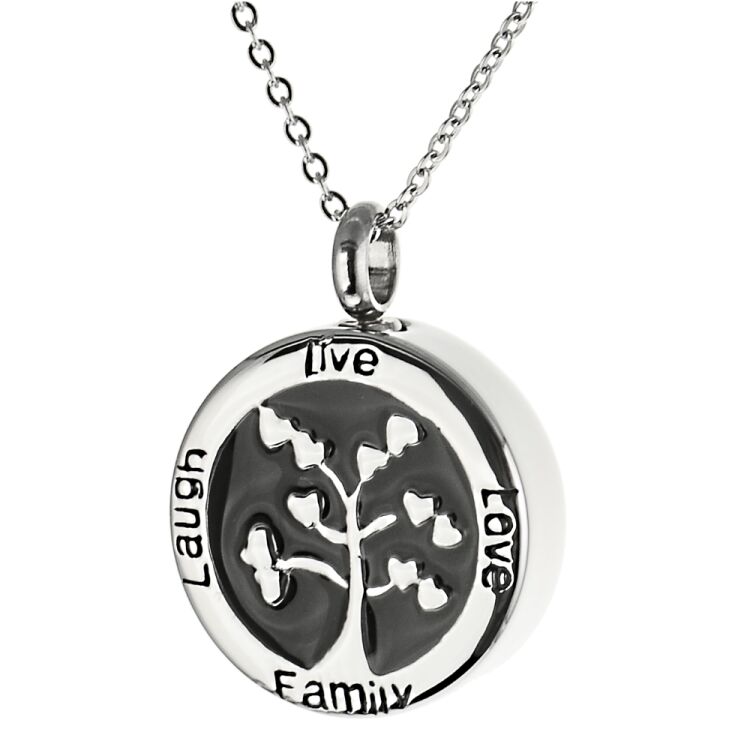 Anhänger rundes Medaillon Baum des Lebens aus Edelstahl Memorial Gravur AP 417