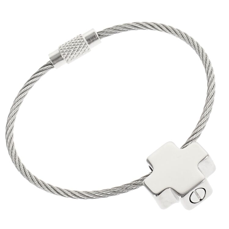Charismatum® Asche Schlüssel Anhänger aus Titan, kleines Kreuz Farbe silber poliert T 22 SE